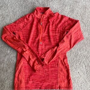 Athleta 3/4 zip top in coral/orange size small